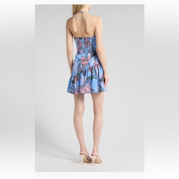 NWT Hutch Anthropologie Peri Inked Iris Halter Style Floral Mini Dress Size XL - Picture 2 of 4